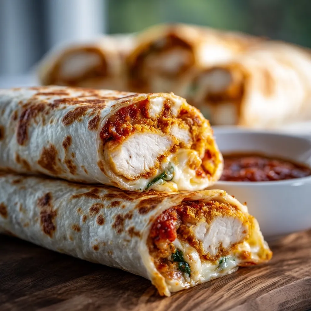 Ultimate Crispy Chicken Mozzarella Wraps with Golden Stacked Layers